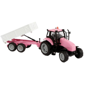 Kids Globe Die-Cast Tractor With Trailer – Pink