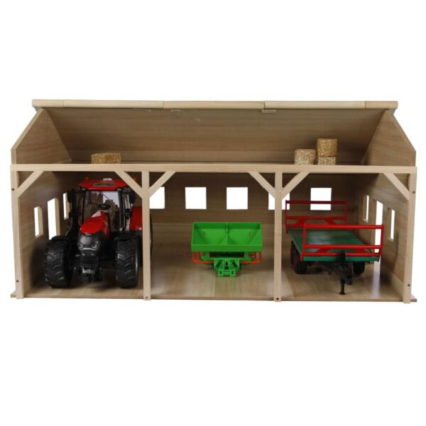 Kids Globe 1:16 Farm Wood Shed for 3 Tractors - Image 5
