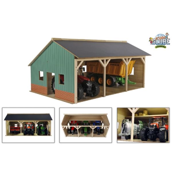 Kids Globe 1:16 Farm Wood Shed for 3 Tractors