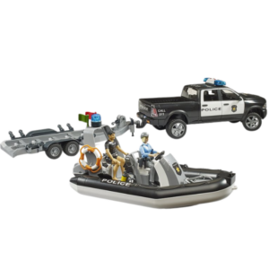 Bruder 1:16 Ram 2500 Police Pickup With Trailer & Boat