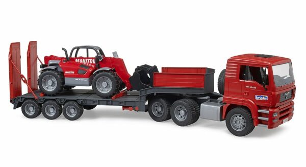 Bruder 1:16 MAN TGA Truck With Low Loader Trailer And Manitou Telehandler