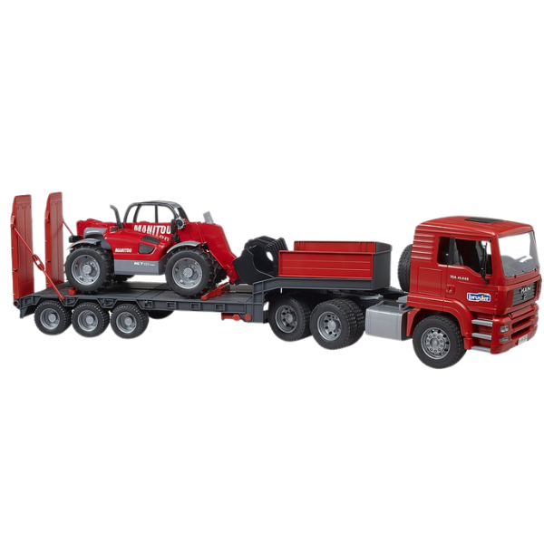 Bruder 1:16 MAN TGA Truck With Low Loader Trailer And Manitou Telehandler