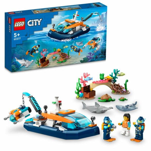 Lego City 60377 Explorer Diving Boat Set with Submarine Toy