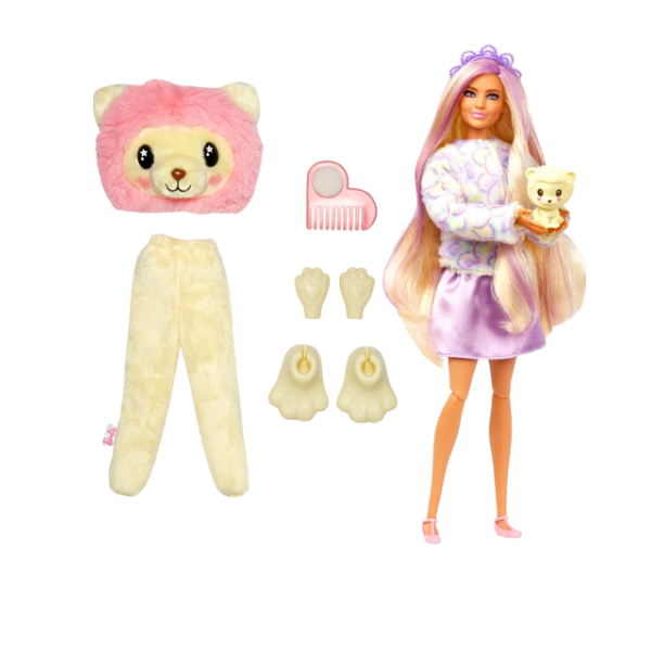 Barbie Cutie Reveal Cozy Cute Tees Doll with Lion Plush Costume