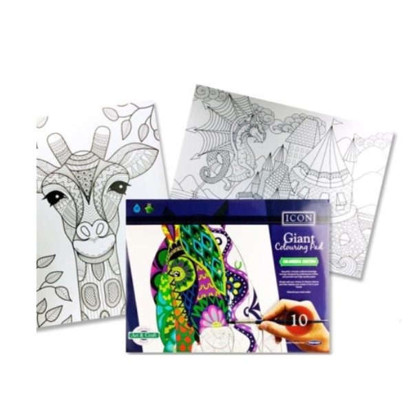 Icon 61.5 cm x 45.5cm Giant Colouring Pad 10 Drawings