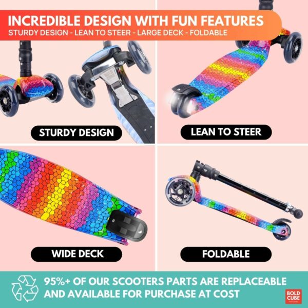 BOLDCUBE Crystal Rubix Big Fold 3 Wheel Scooter - Image 9
