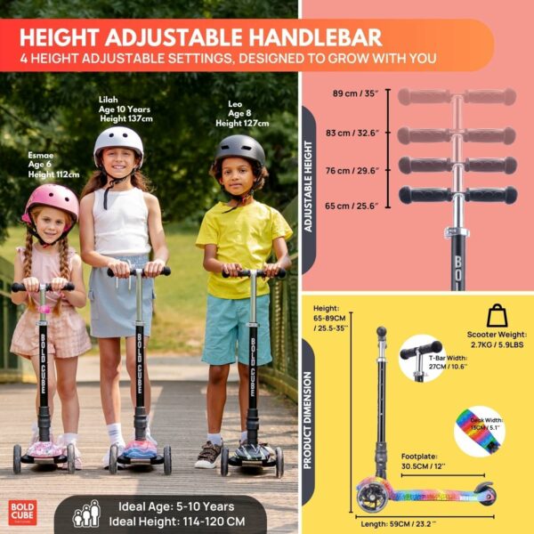 BOLDCUBE Crystal Rubix Big Fold 3 Wheel Scooter - Image 8