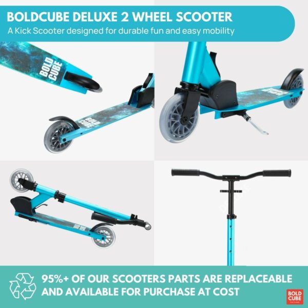BOLDCUBE Turquoise Deluxe 2 Wheel Scooter - Image 9