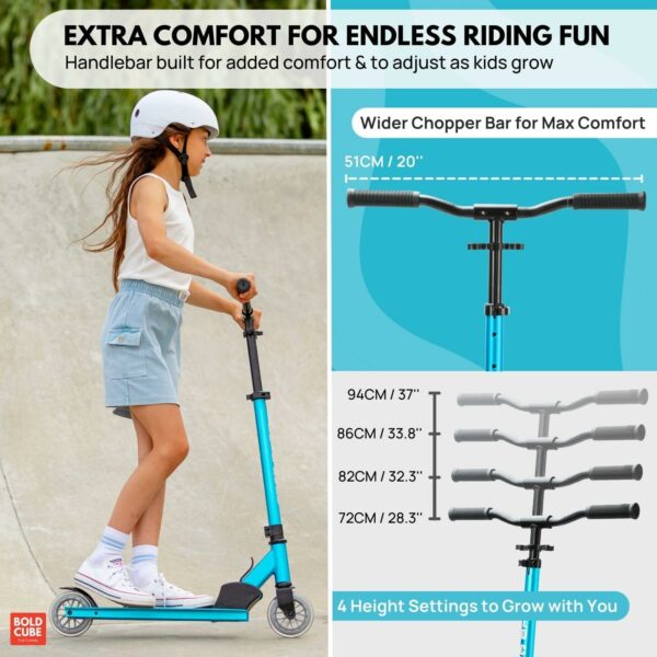 BOLDCUBE Turquoise Deluxe 2 Wheel Scooter - Image 7