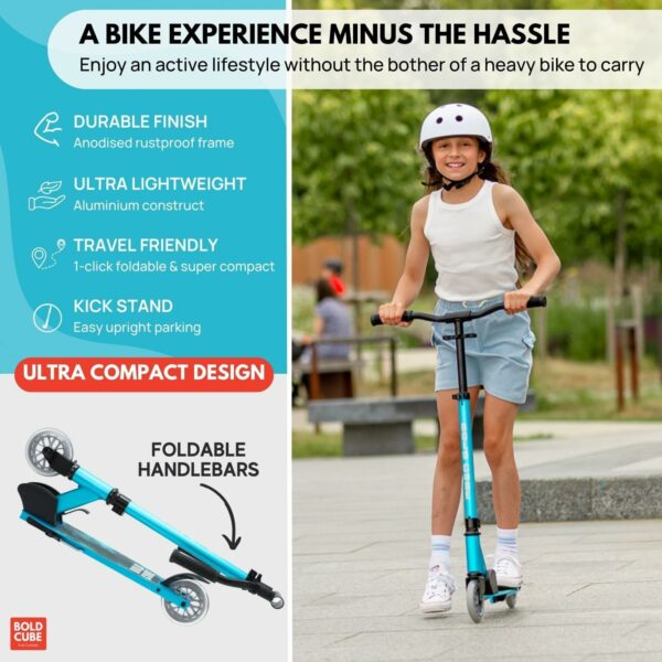 BOLDCUBE Turquoise Deluxe 2 Wheel Scooter - Image 6