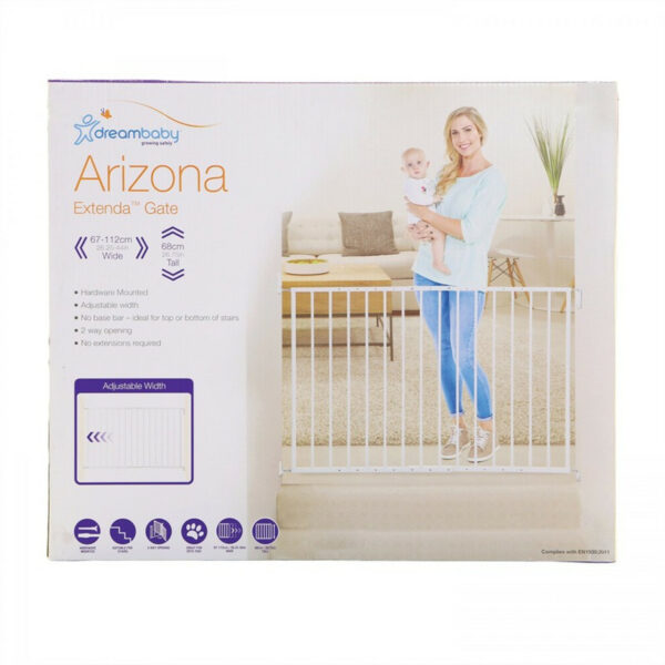 Dreambaby Arizona 2 Panel Metal Configure Adapta Gate - White
