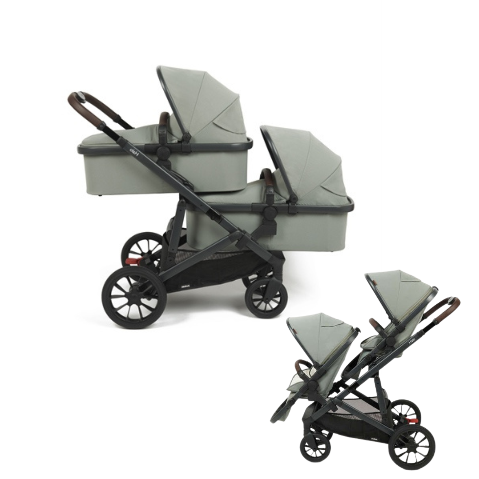 Zummi Halo Twin Travel System Sage Green