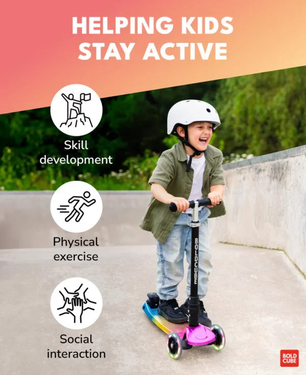 Bold Cube Big Fold 3 Wheel Scooter - Candy Floss - Image 4