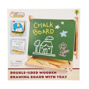 Double-Sided Wooden Drawing Board with Tray
