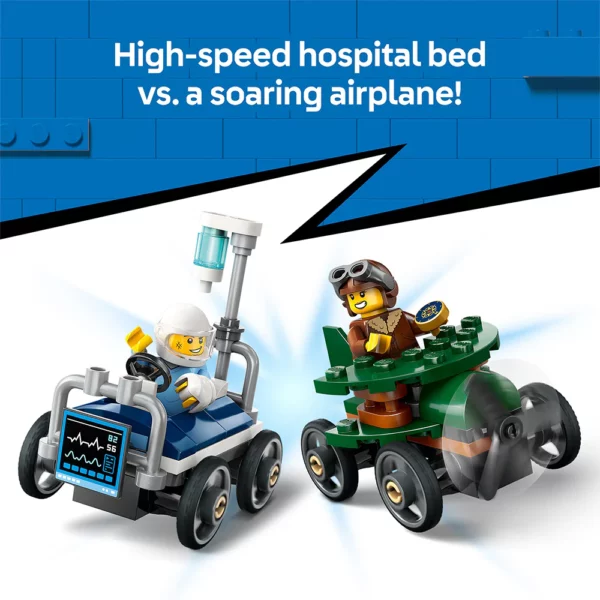 LEGO City 60459 Airplane vs. Hospital Bed Race Car Pack - Image 5