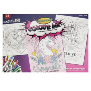 World of Colour A3 Colouring Book 25 Sheets - Magicland with Unicorns