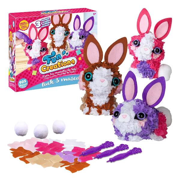 Fun Creations Pack of 3 Mascotas Bunnies