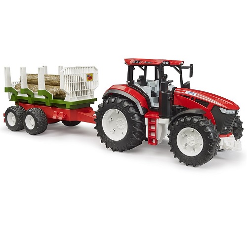 Bruder Roadmax Tractor with Forestry Trailer & 3 Trunks