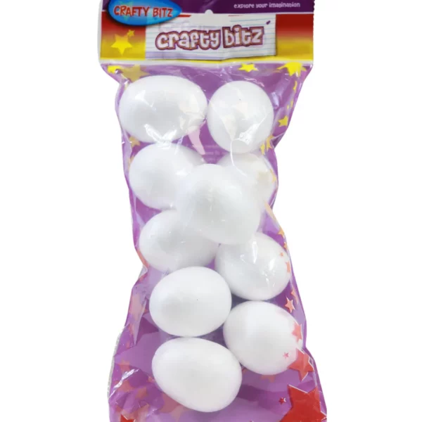 Crafty Bitz 10 Pack Polystyrene Eggs - 7cm