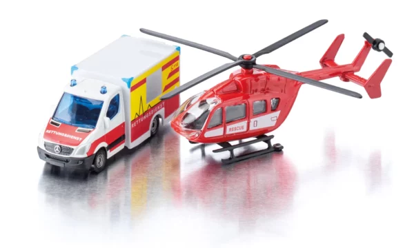 Siku 1:87 Mercedes-Benz Ambulance and Helicopter - Image 2