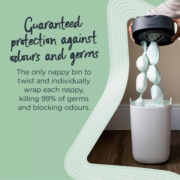 Tommee Tippee Twist & Click Nappy Disposal Bin & 6 Refills Set - Image 3