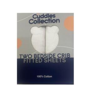 Cuddles Collection 2 White Bedside Crib Sheets