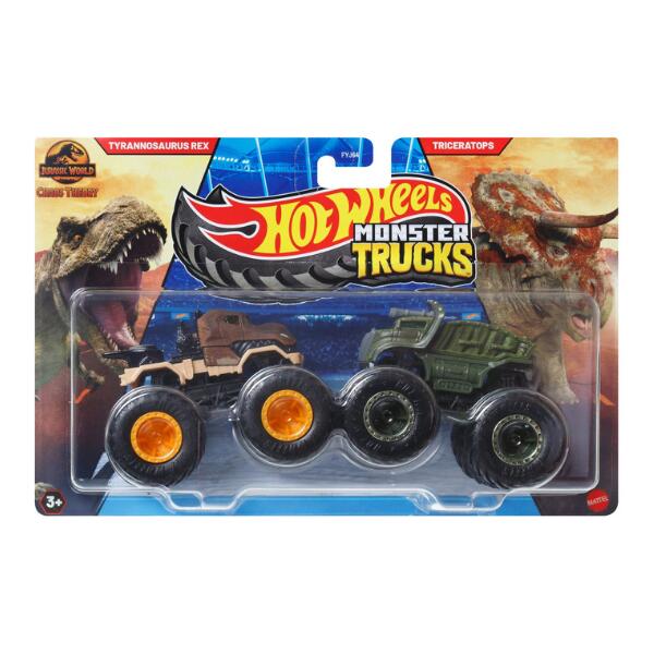 Hot Wheels Monster Trucks 1:64 2 Pack Tyrannosaurus Rex & Triceratops