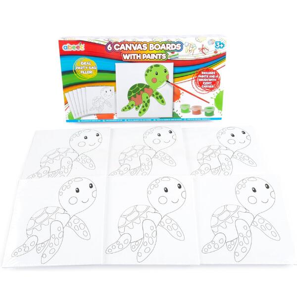 6 Canvas Boards With Paints