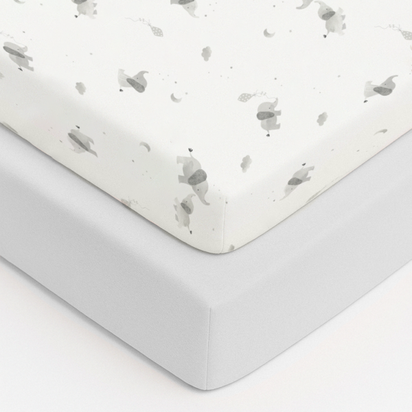 baby elegance travel cot sheet grey elephant
