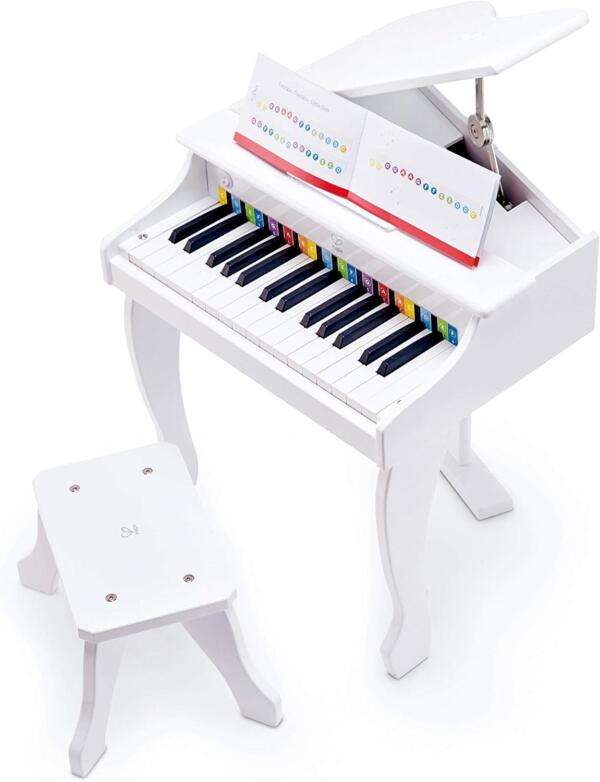 Hape Deluxe Wooden Grand Piano White - Image 2