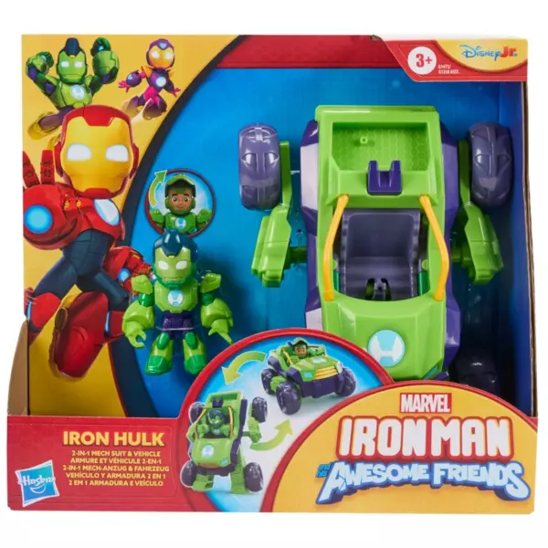 Marvel Iron Man and his Awesome Friends Figure & Vehicle 2-In-1 Mech Suit Iron Hulk Pack - Image 8