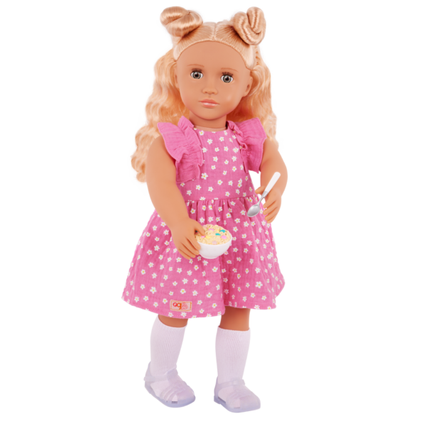 Our Generation Gillian Doll with Pink Dress & Rainbow Pajama Outfits - Image 7