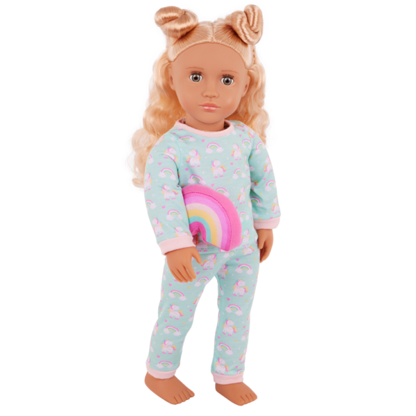 Our Generation Gillian Doll with Pink Dress & Rainbow Pajama Outfits - Image 6