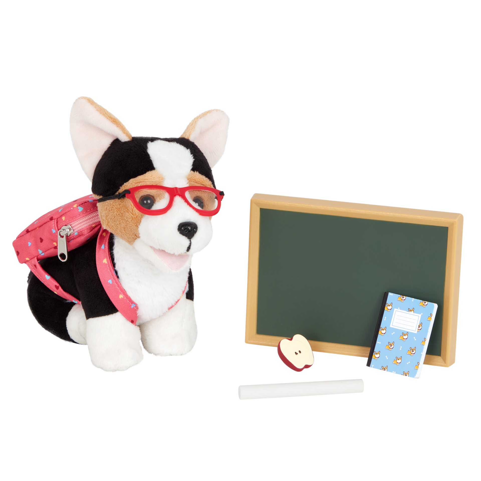 Posable Preschool Pup 6-inch Pembroke Welsh Corgi Dog Plush & School Set