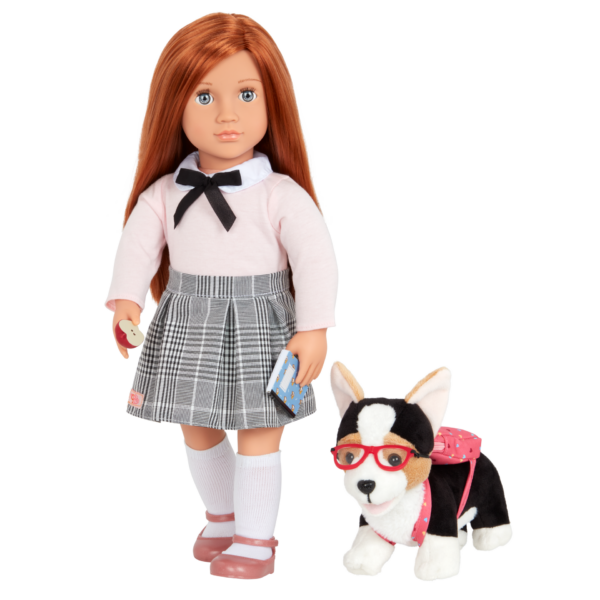 Posable Preschool Pup Pembroke Welsh Corgi Dog Plush & School Set - Image 2