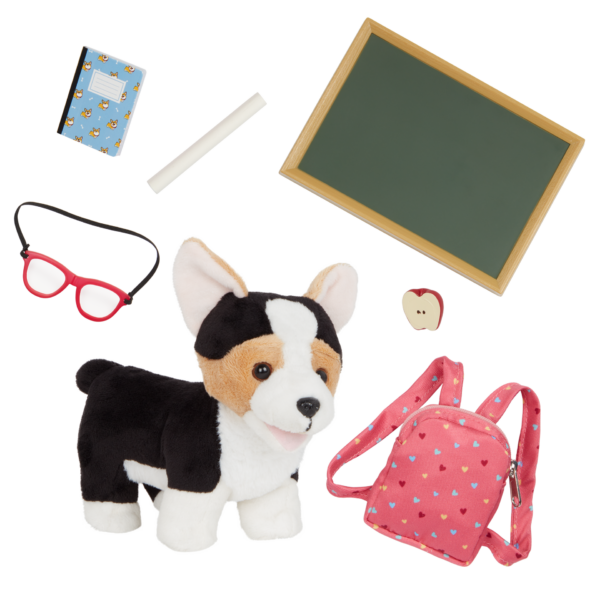 Posable Preschool Pup Pembroke Welsh Corgi Dog Plush & School Set - Image 4