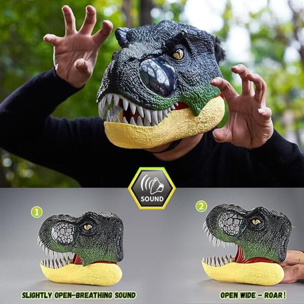 Realistic Dinosaur Head Mask with Sound and Light - Image 5