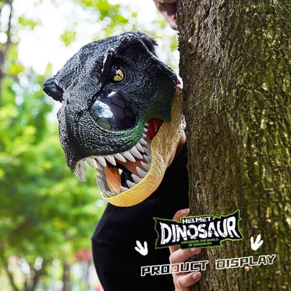 Realistic Dinosaur Head Mask with Sound and Light - Image 3