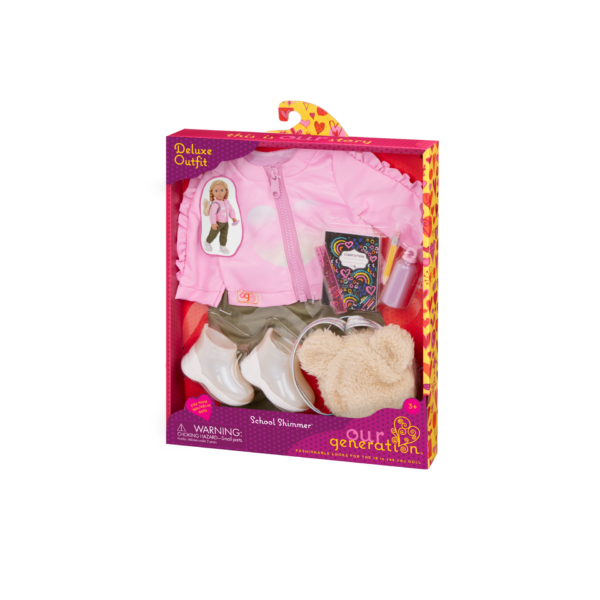 School Shimmer Pink Jacket & Backpack Set