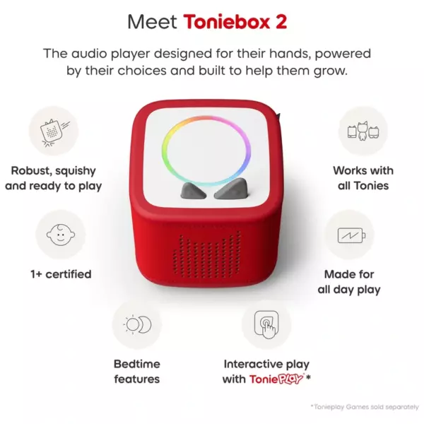 Tonies Toniebox 2 Starter Set with Creative Tonie Rubie - Sunset Red - Image 4