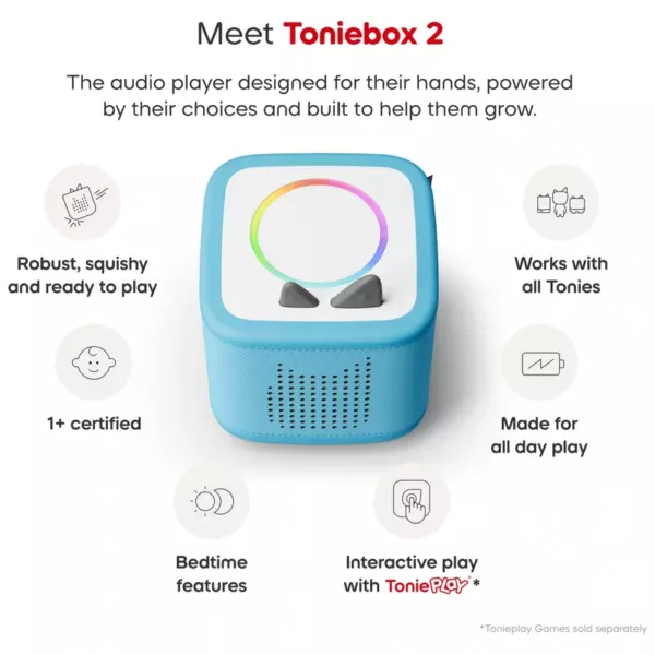 Tonies Toniebox 2 Starter Set with Creative Tonie Rubie - Sky Blue - Image 4