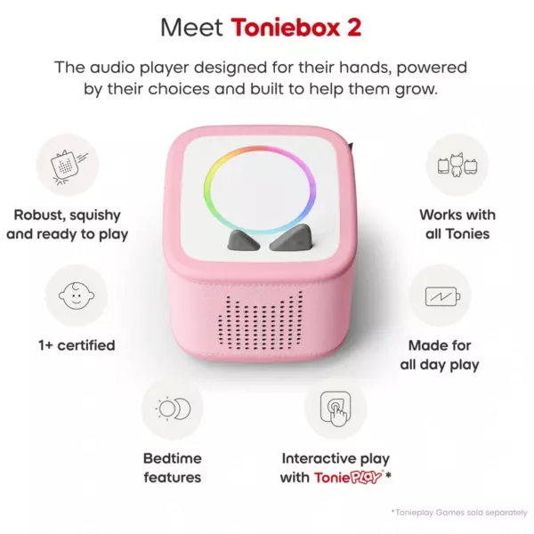 Tonies Toniebox 2 Starter Set with Creative Tonie Rubie - Cloud Pink - Image 4