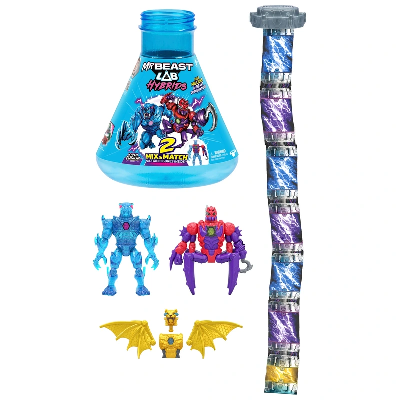 MrBeast Lab Hybrids Hyper Fusion Mix & Match 2 Action Figures Pack Plasma Panther and Shadow-Web