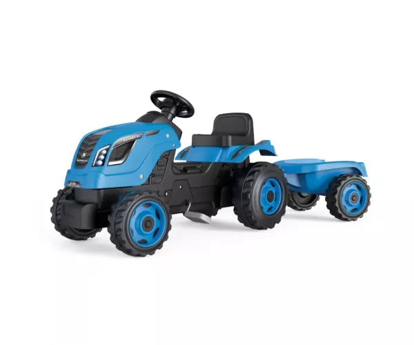 Smoby Tractor Farmer XL Blue With Trailer