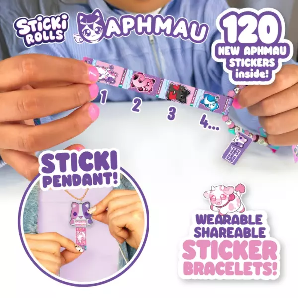 Sticki Rolls Aphmau Sticker Pendant and Bracelet Set with 120 Stickers - Image 2