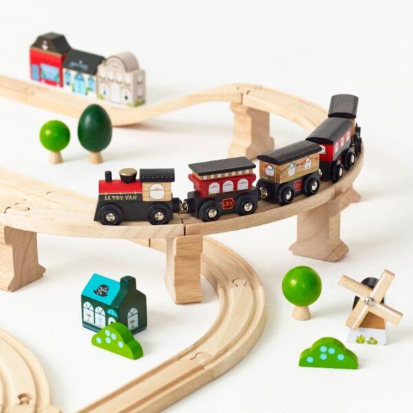 Wooden City Train Set 120 Pieces - Image 9
