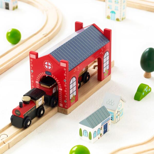 Wooden City Train Set 120 Pieces - Image 8