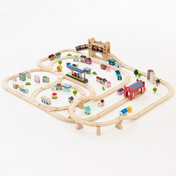 Wooden City Train Set 120 Pieces - Image 6