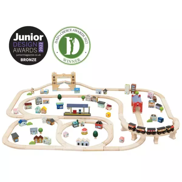 Wooden City Train Set 120 Pieces - Image 4