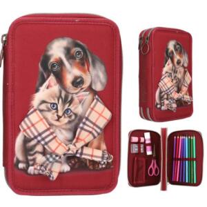 Top Model 2 Compartment Pencil Case Fur Ever Friends